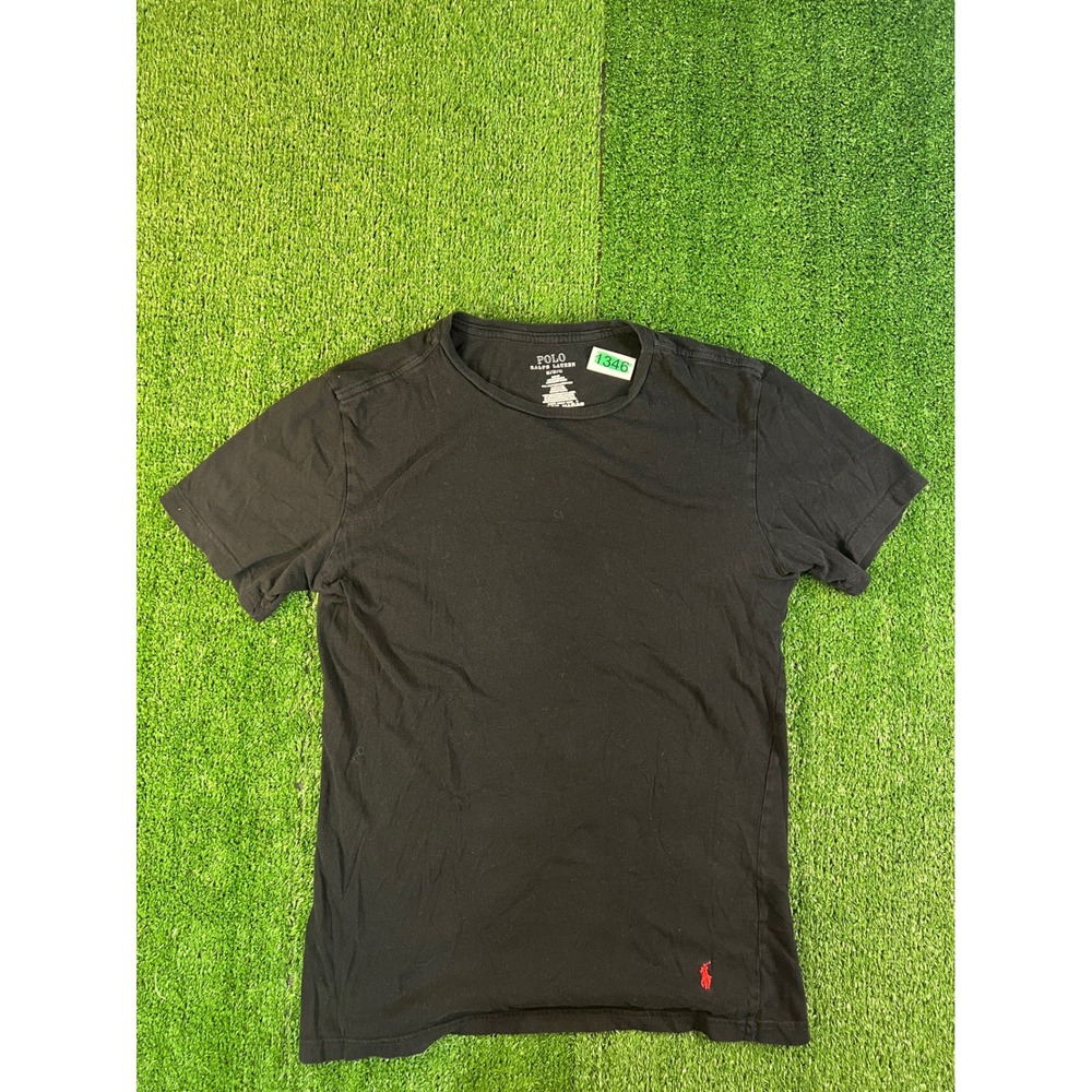 Polo Ralph Lauren Mens Slim Fit Crewneck T-Shirt Black Red Pony Logo Size Medium